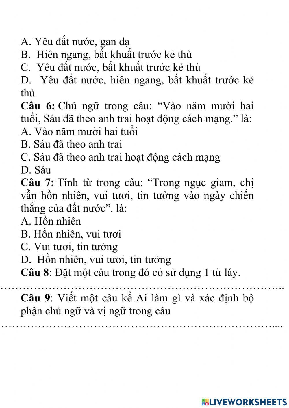 Đề cương ôn tập Tiêng Việt lớp 4 cuối học kì 1
