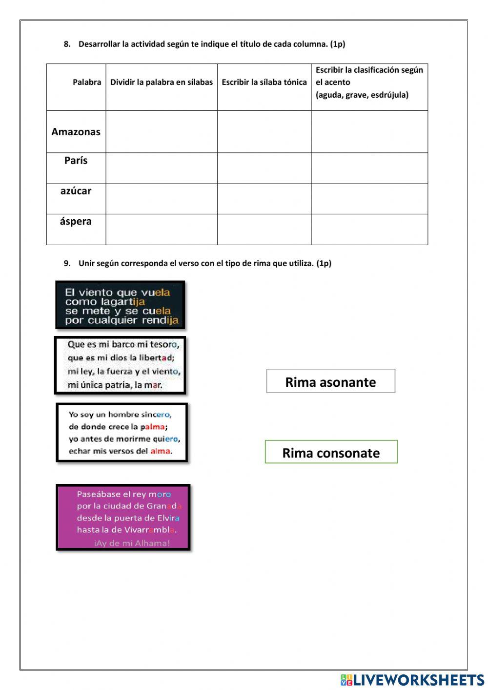 Examen quimestral de lengua y literatura