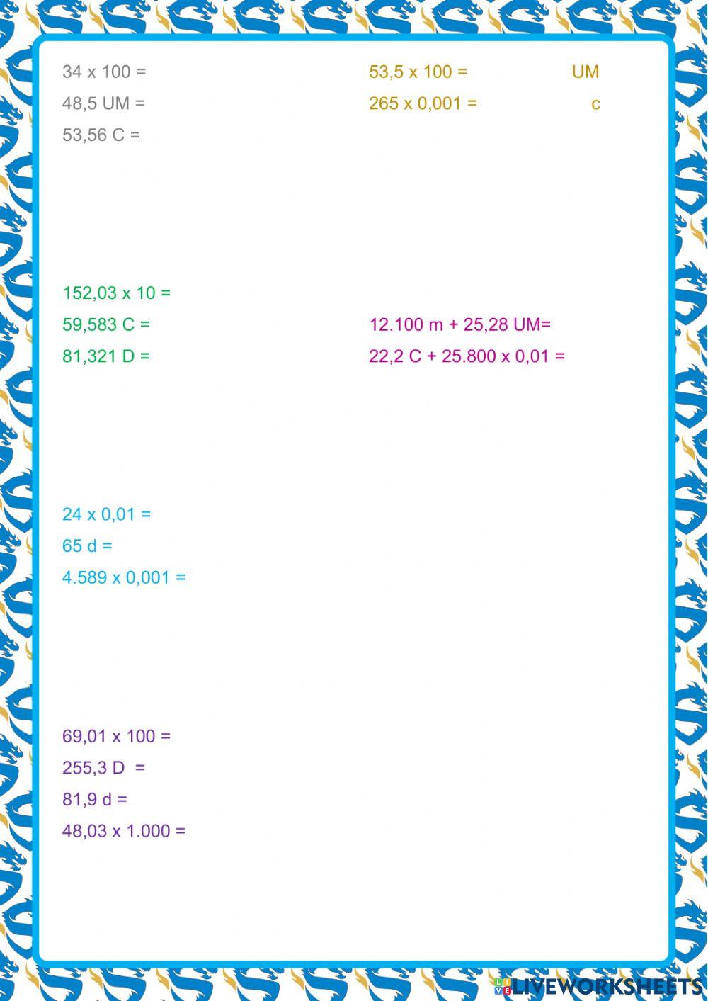 Multiplicaciones decimales ABN