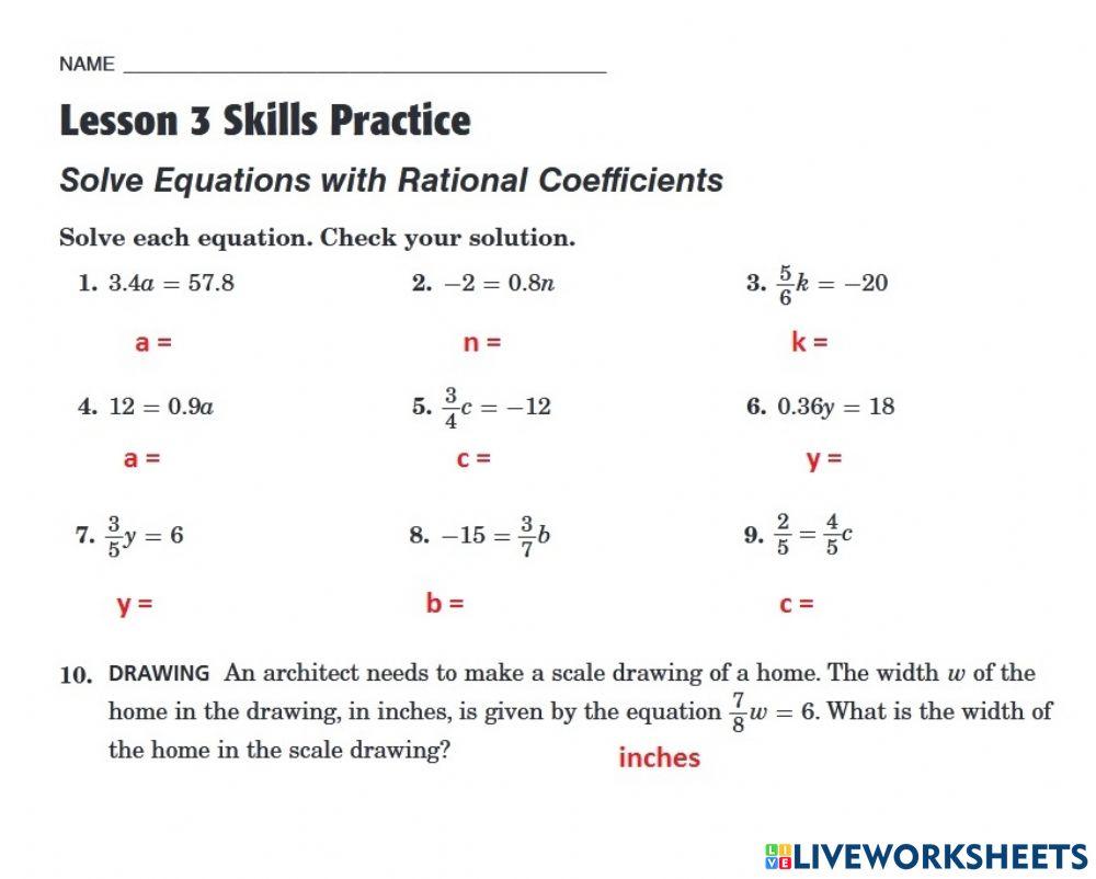 5285813 solve equations with rational coefficients