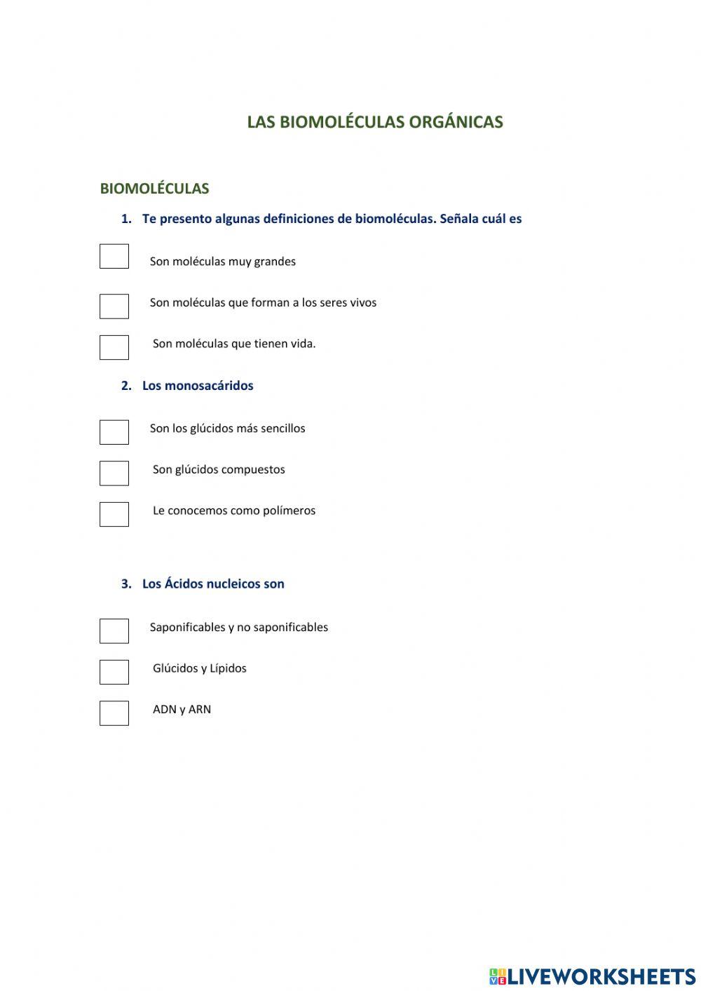 Las biomoléculas orgánicas