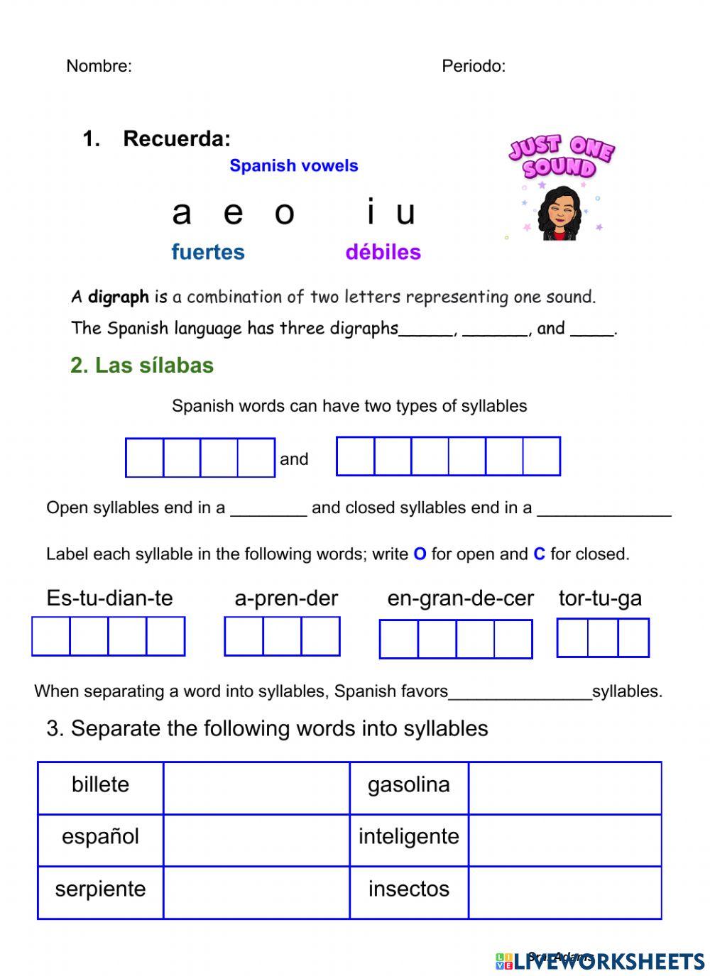 Separación de sílabas