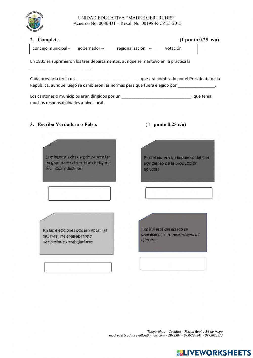 Evaluacion estudios sexto ecuador