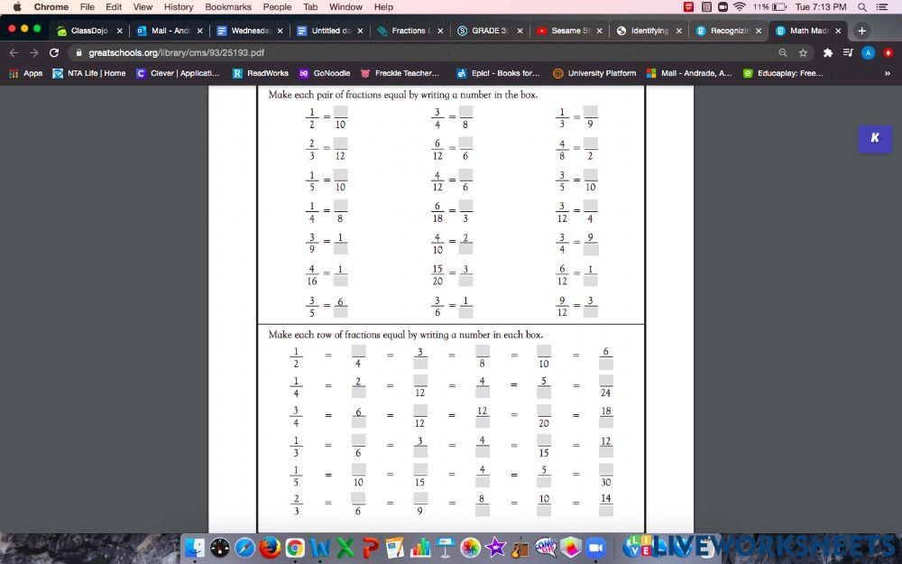 Equivalent Fractions