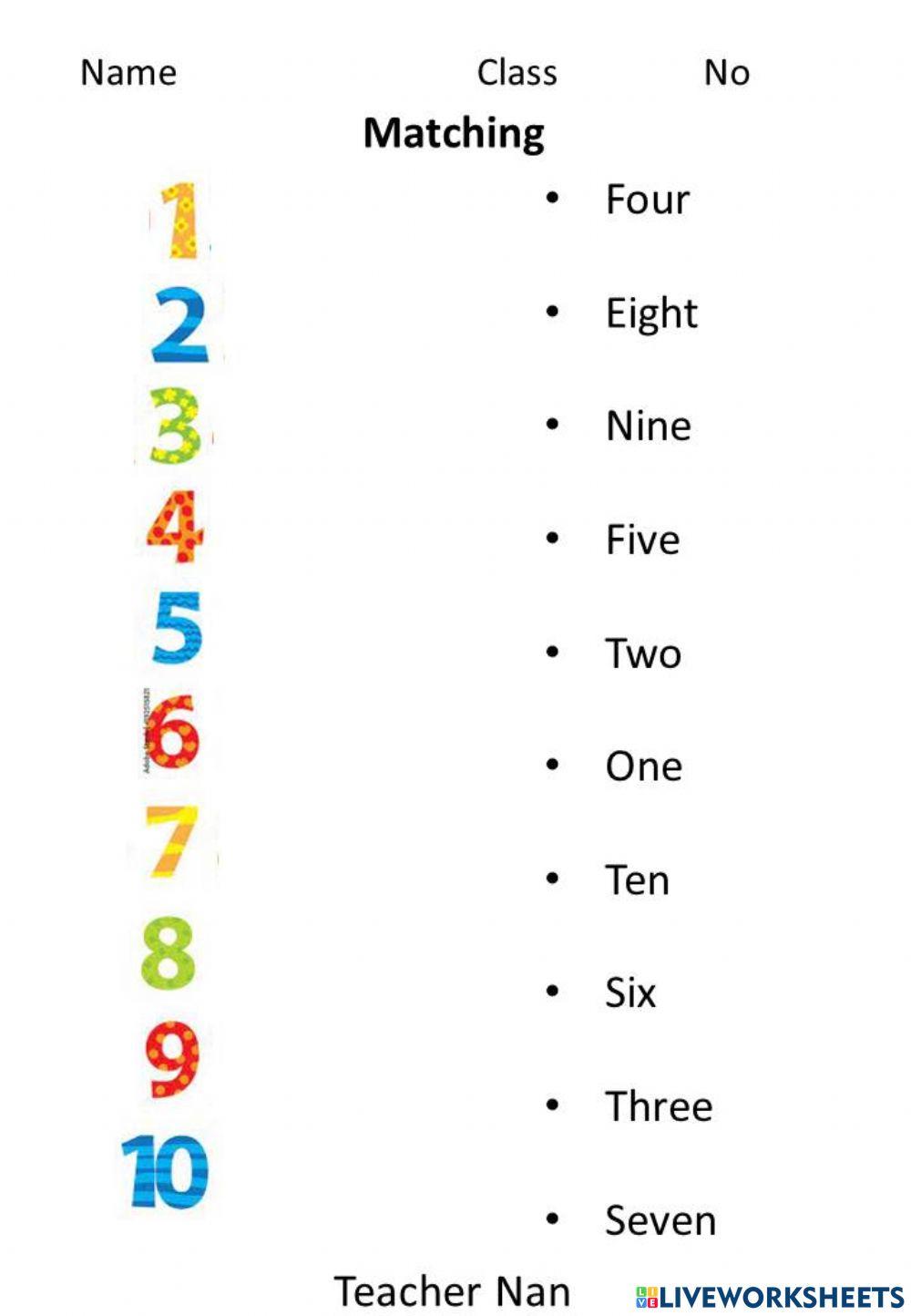 Numbers online exercise for grade 1 | Live Worksheets