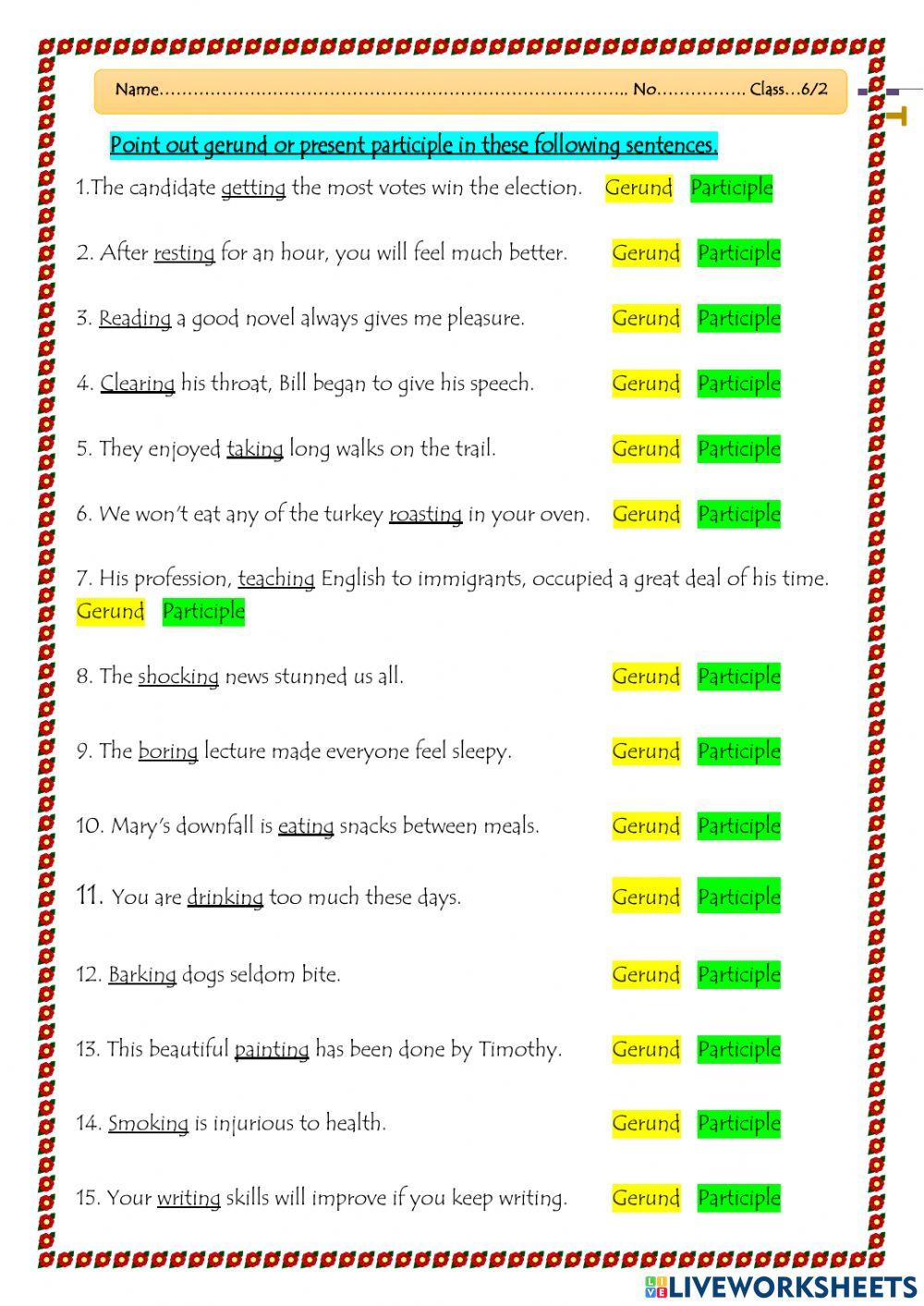 Gerund - Participle Quiz
