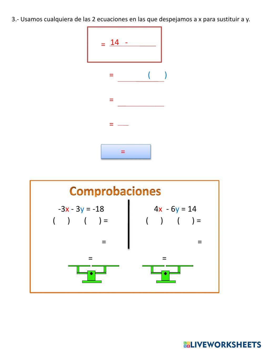 Método de igualación ejercicio 1