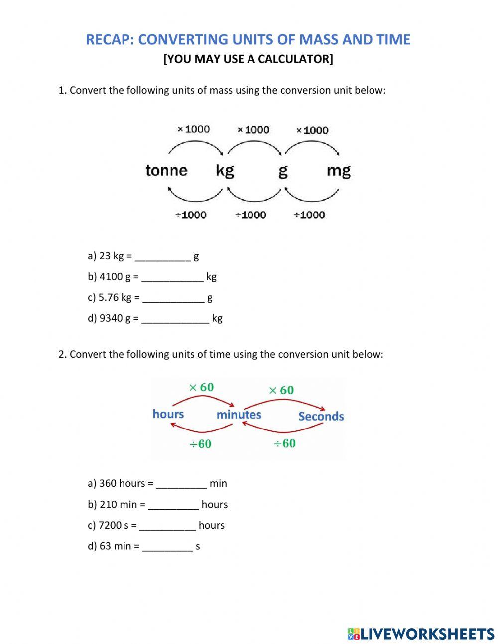 Recap: Converting Mass and Time