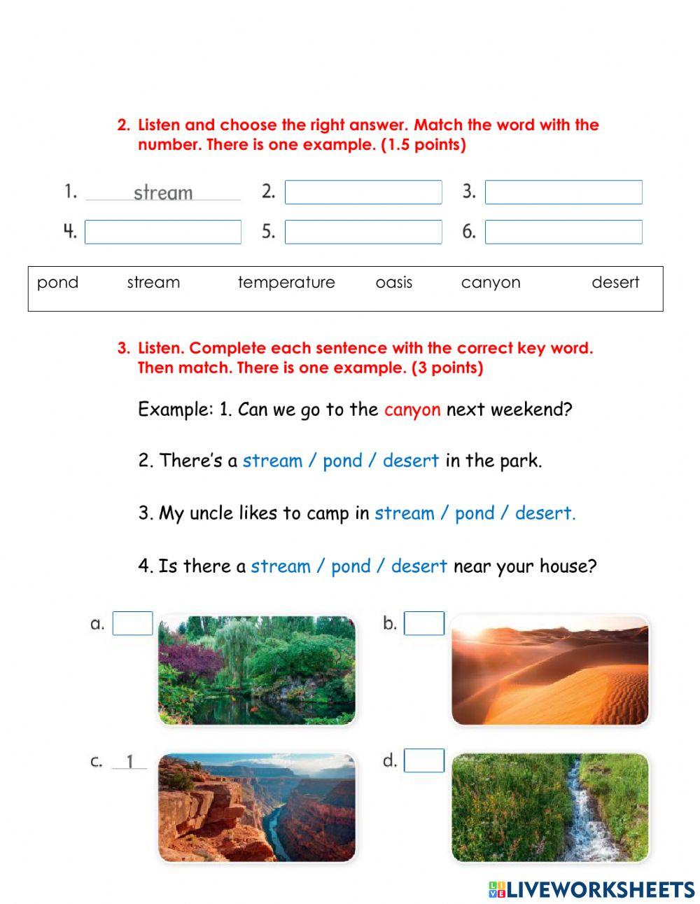 5th Grade - Listening and Speaking Exam