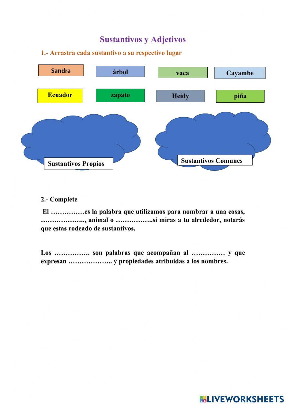 Sustantivos y adjetivos