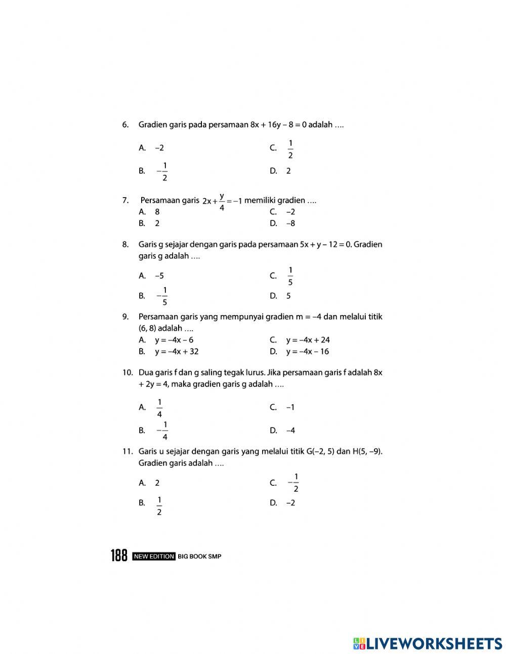 Matematika bab 9 Persamaan garis Lurus
