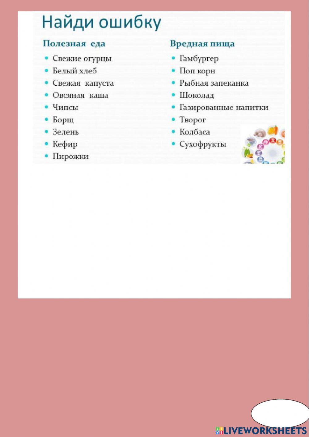 ПРОВЕРОЧНАЯ РАБОТА по теме  «Мы и наше здоровье»