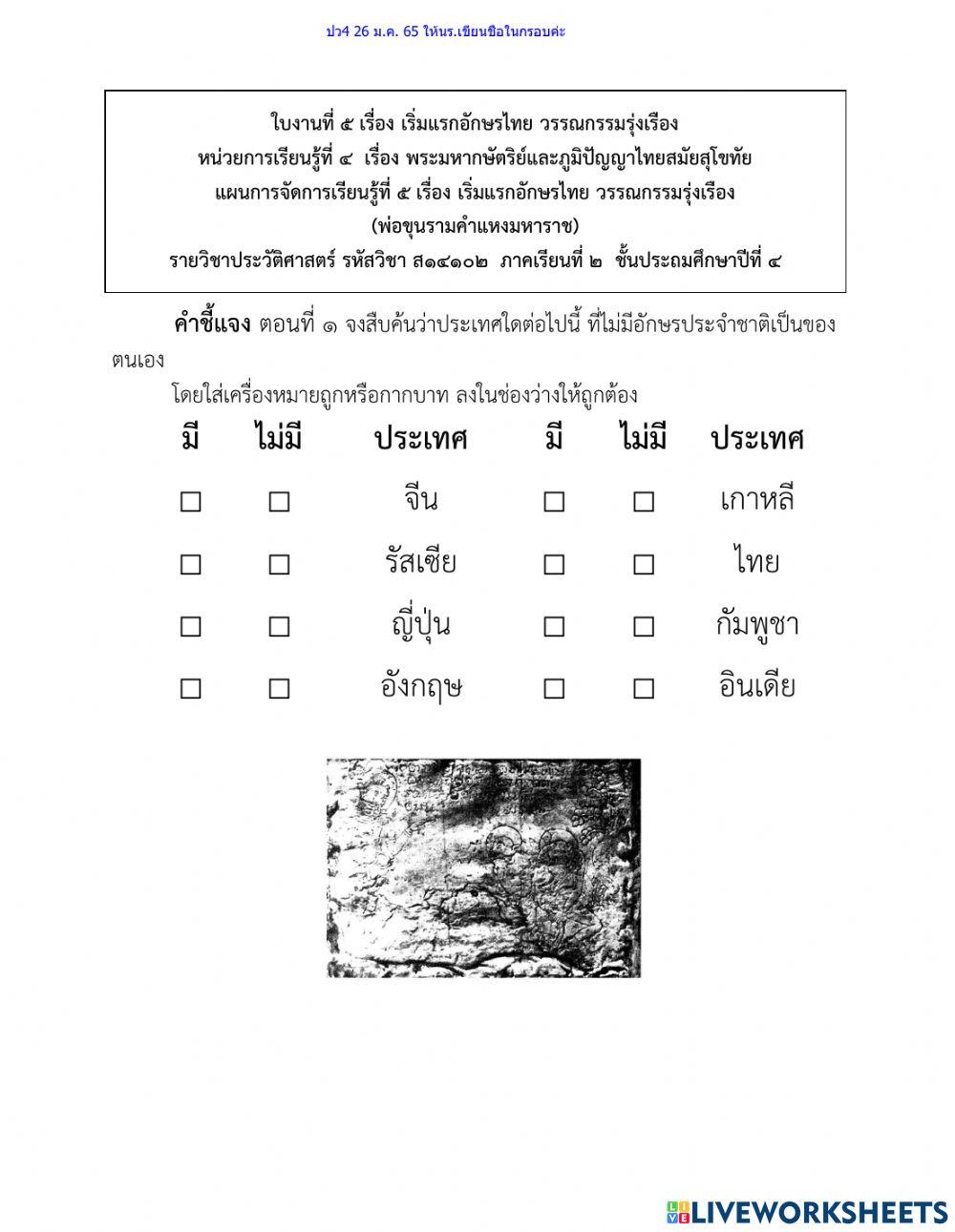 เริ่มแรกอักษรไทย