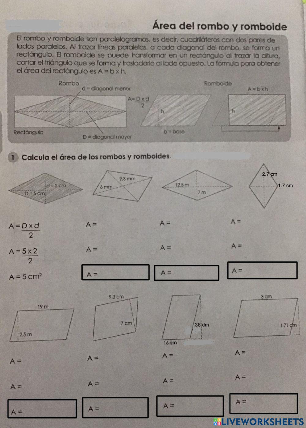 Area de rombos y romboides