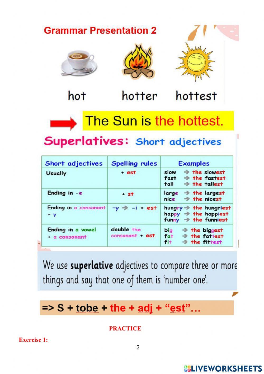 Comparative and superlative adjectives
