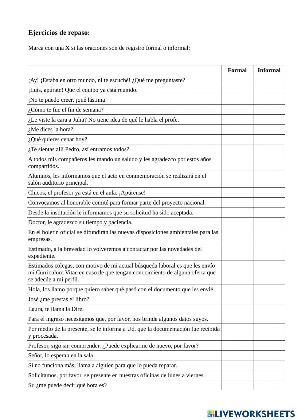 Lenguaje formal e nformal