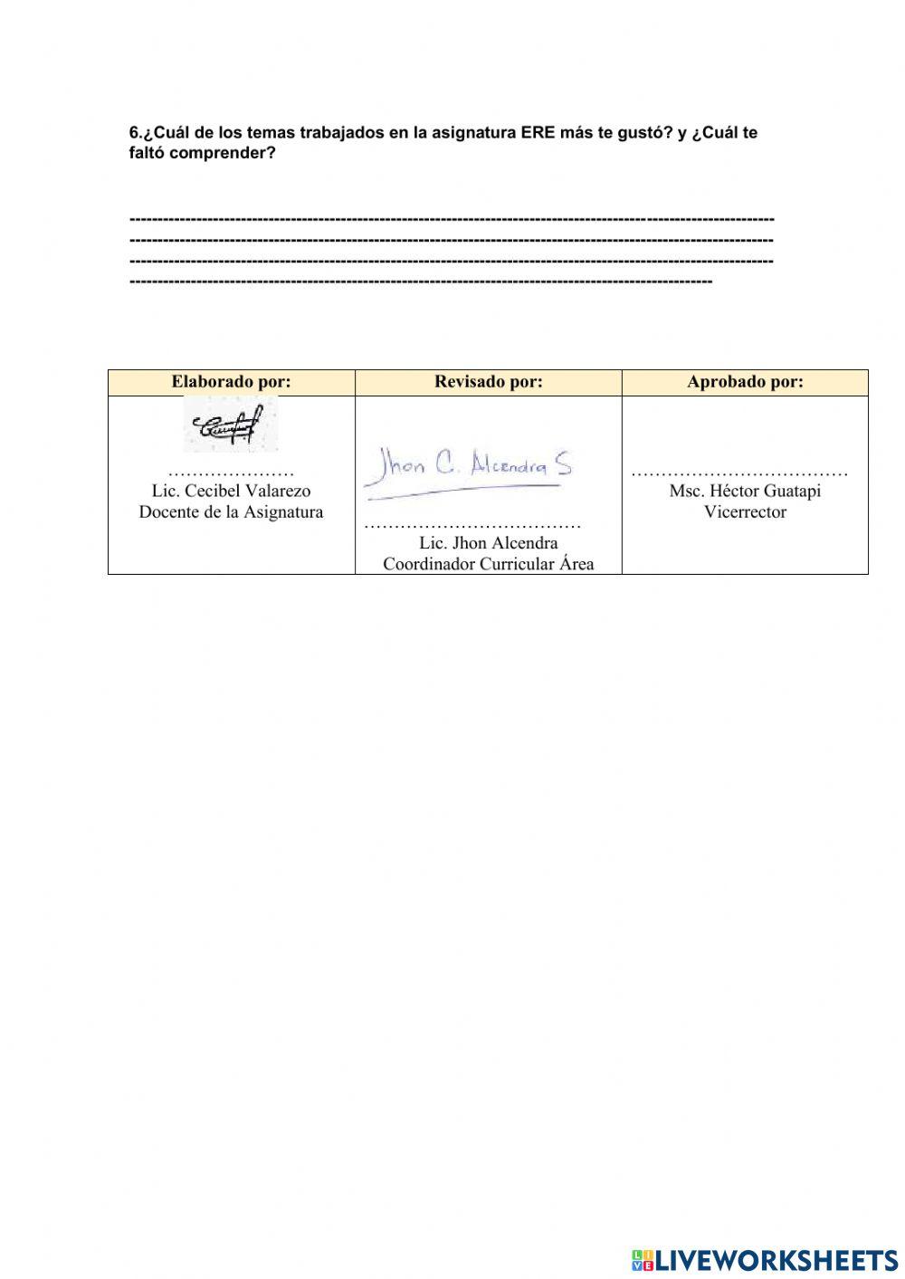 Ejercicio Individual de Reflexión de los Aprendizajes TERCERO