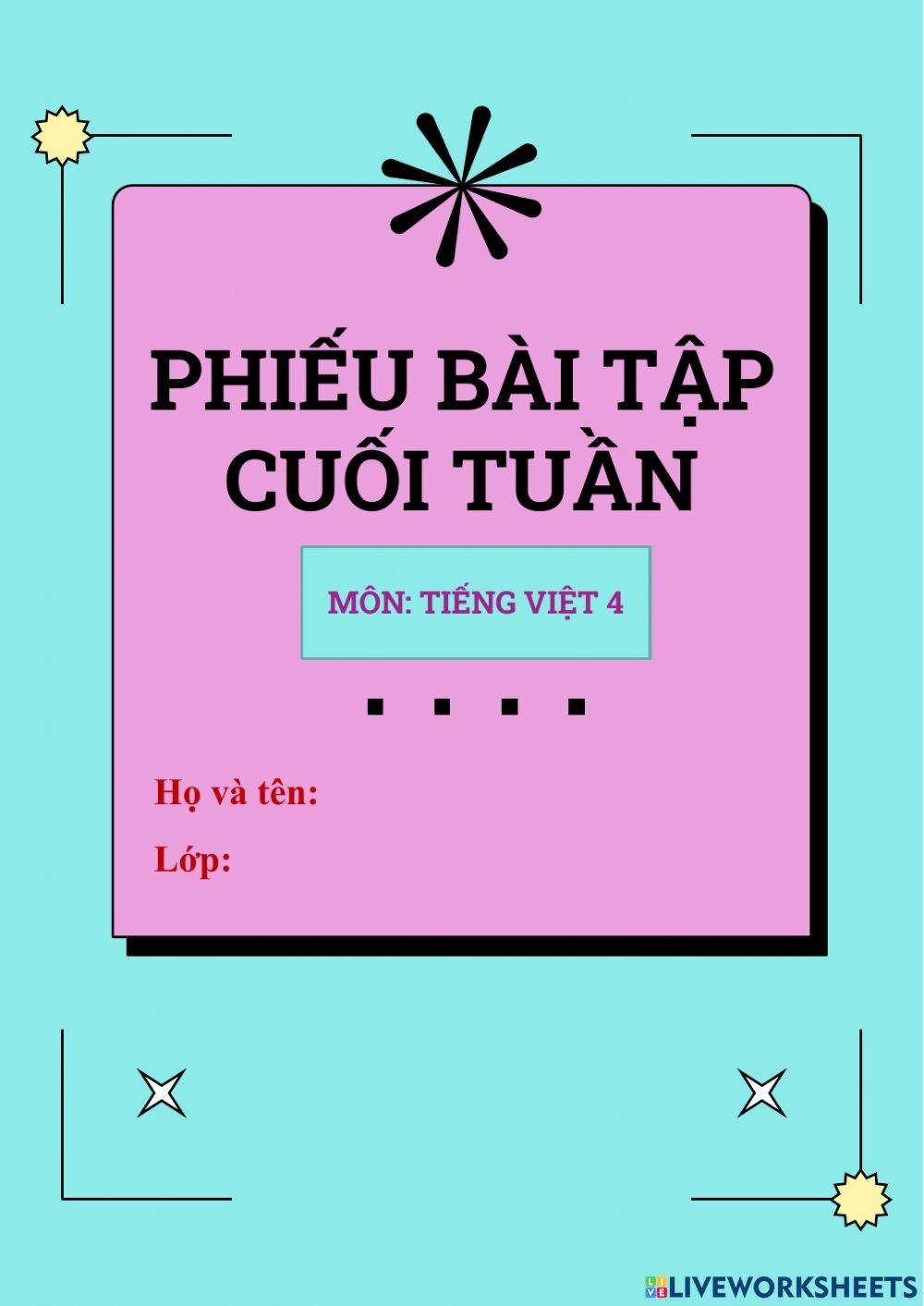 Phiếu bài tập Tiếng Việt tuần 3