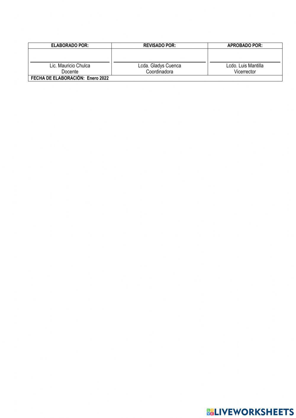Taller quimestral matemática octavo