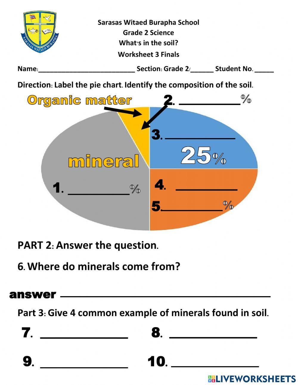 Worksheet 3, What is in the soil?, Finals, Minerals