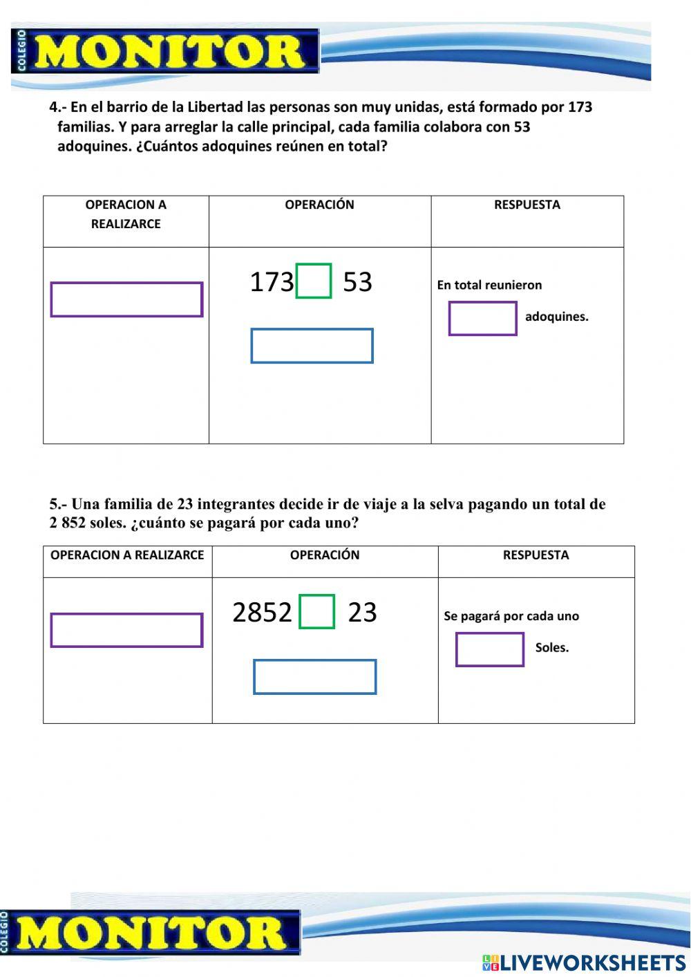 Problemas con multiplicacion y division