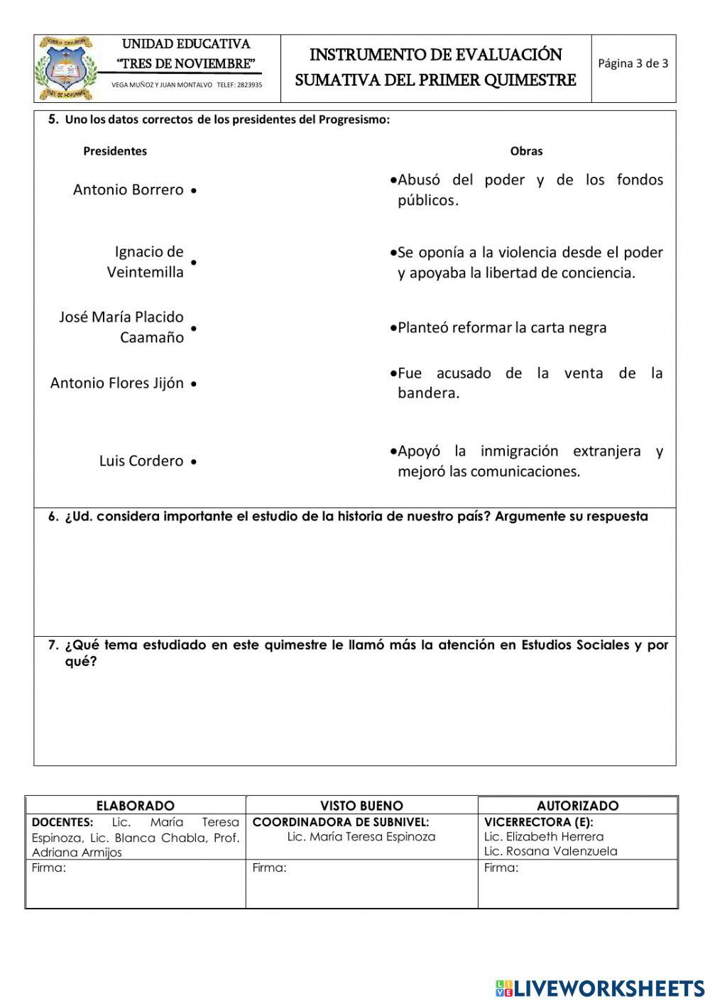 Examen de Sociales 7mo