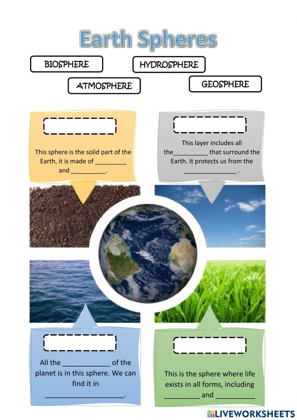 Earth Spheres worksheet | Live Worksheets earth-spheres-worksheet-live-worksheets
