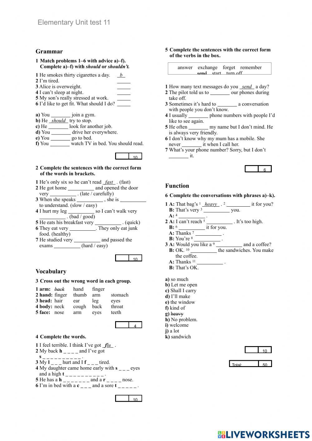 English online exercise for 5 | Live Worksheets