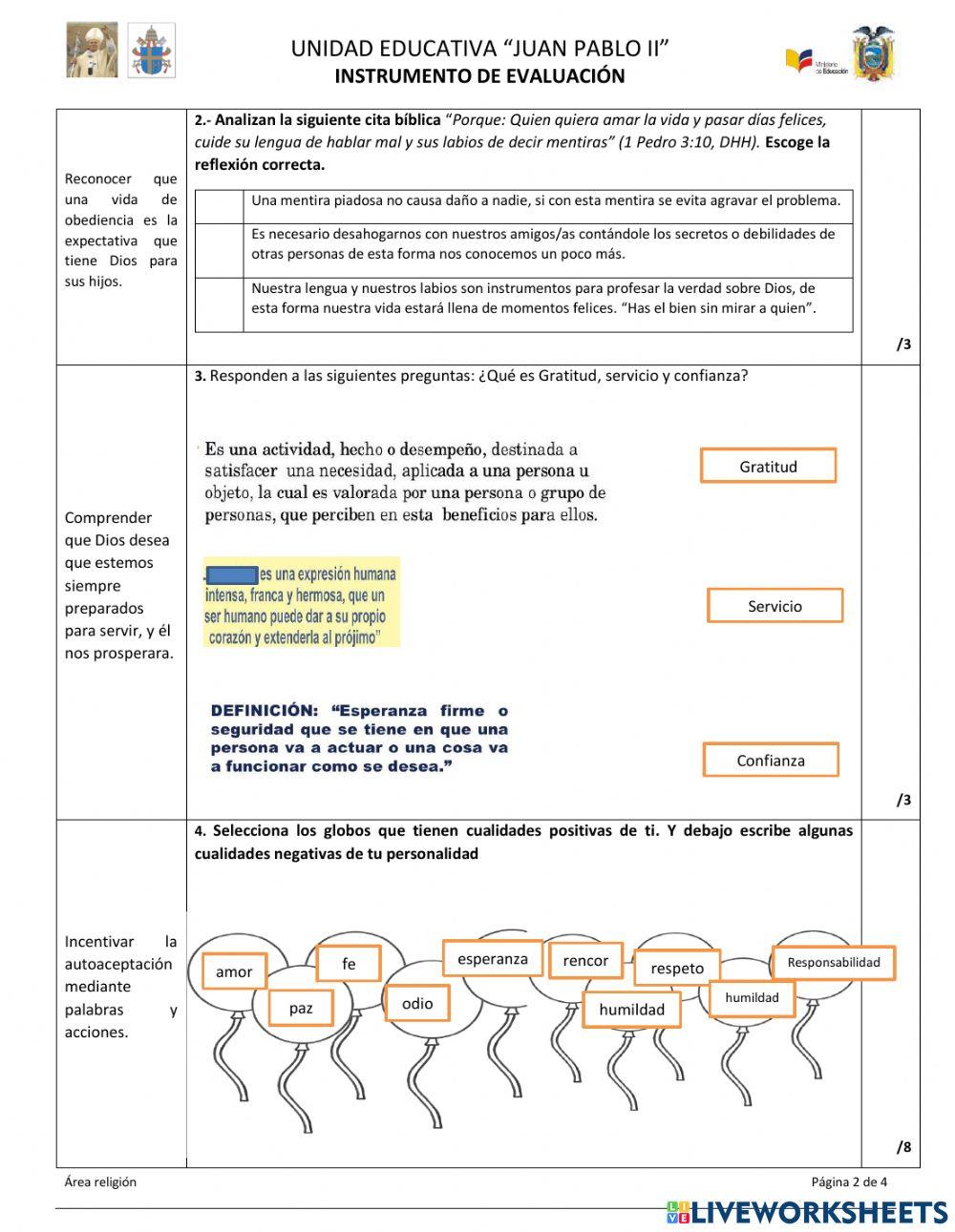 Evaluación de religión