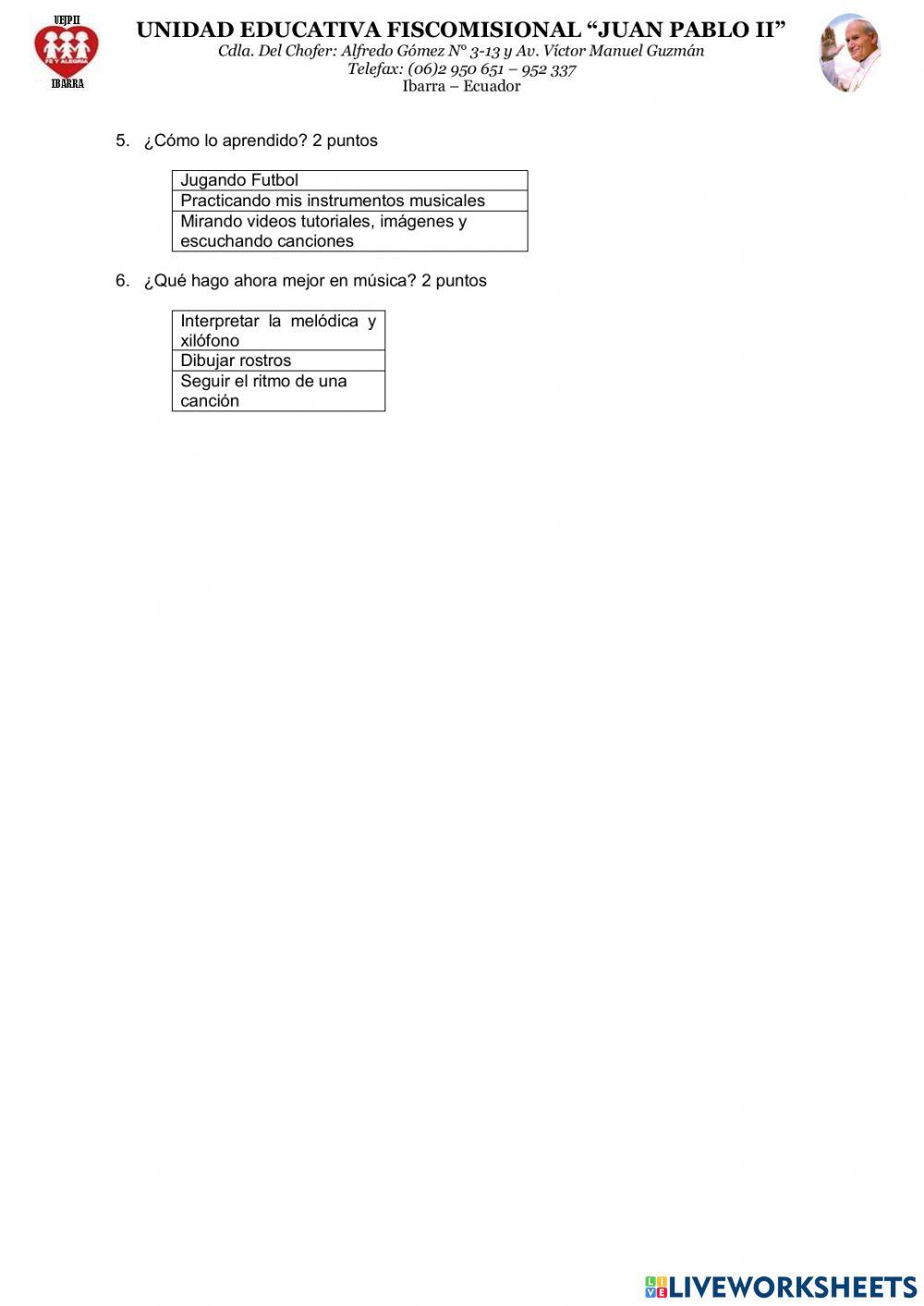 Evaluación quimestral