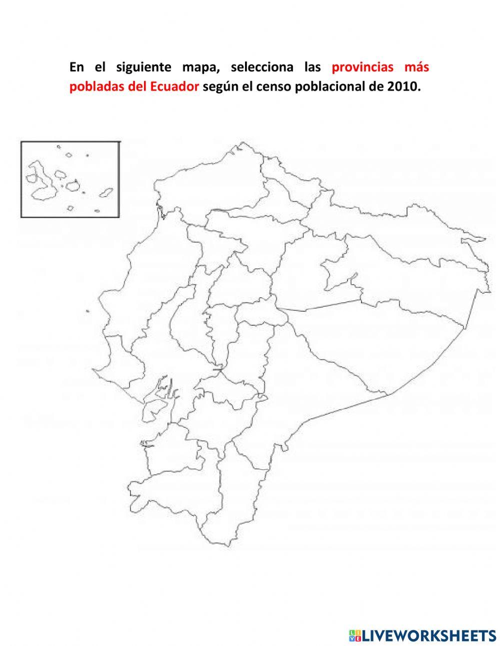 Provincias más pobladas del Ecuador según el censo 2010