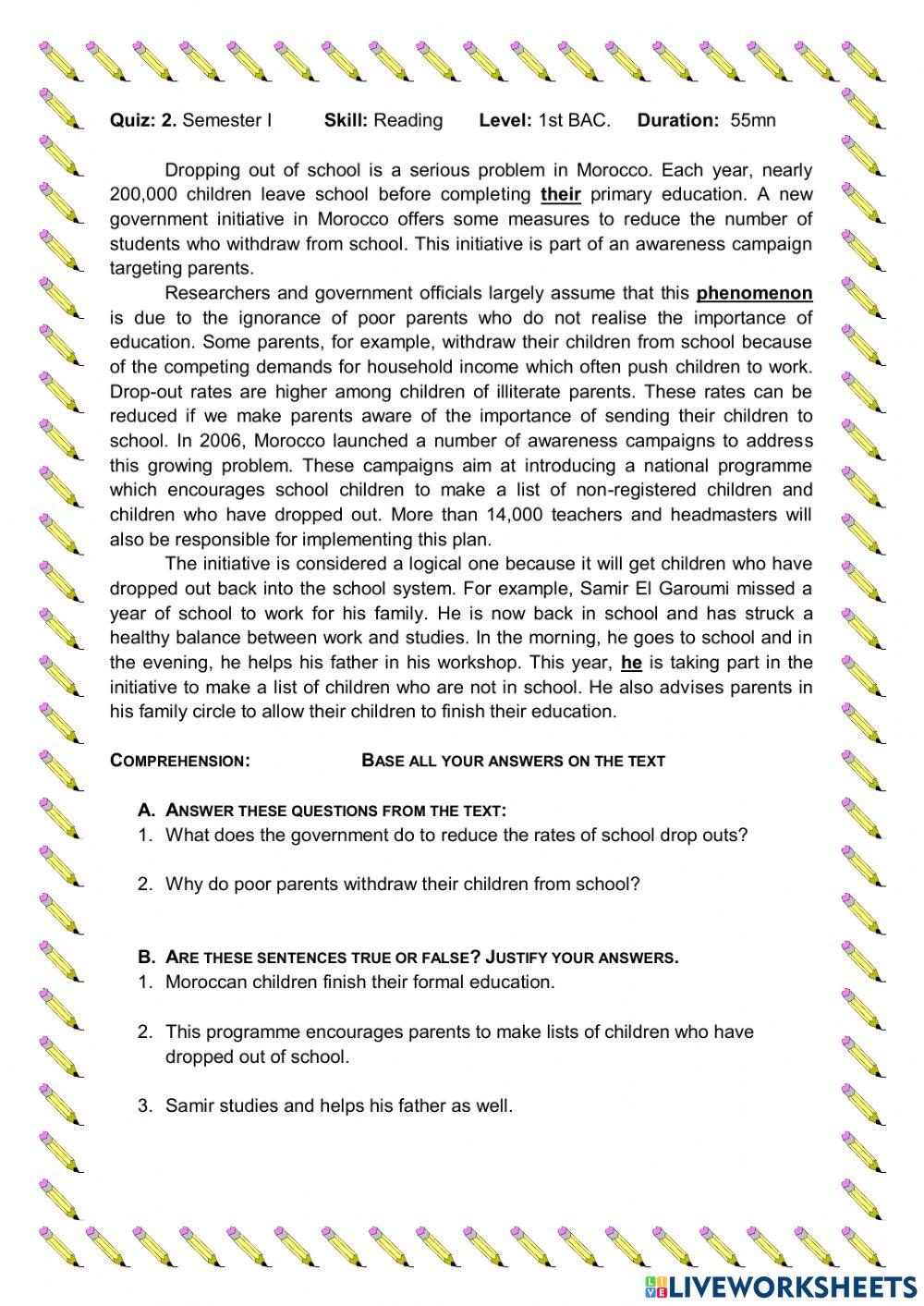 Reading comprehension