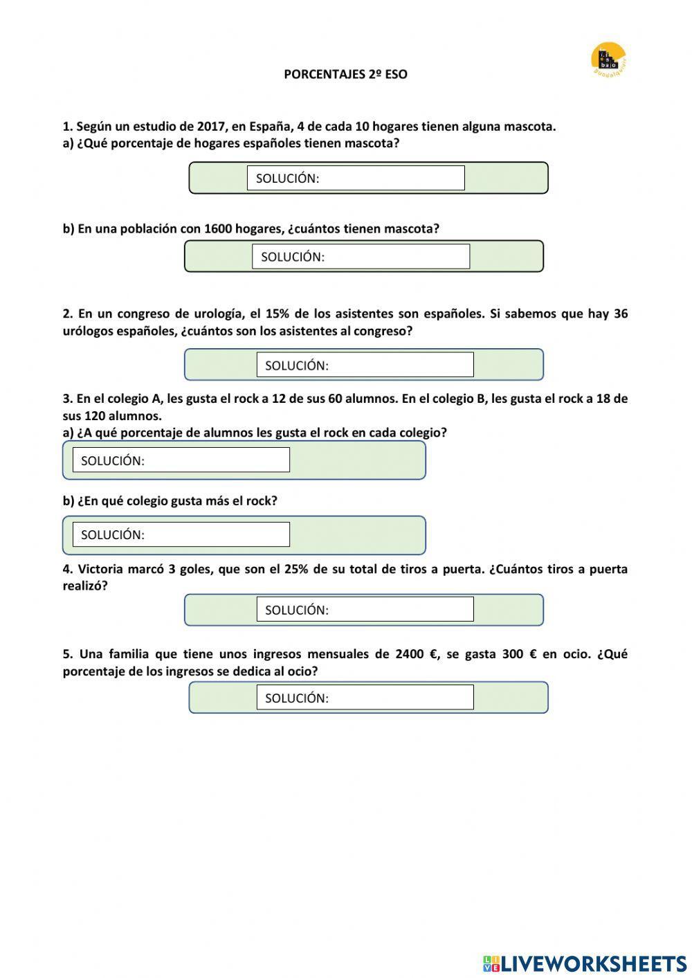 Cálculo de porcentajes