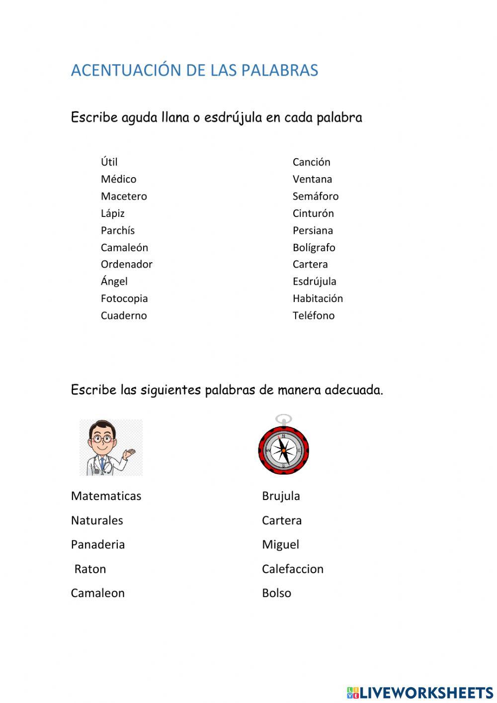 Acentuación de las palabras.