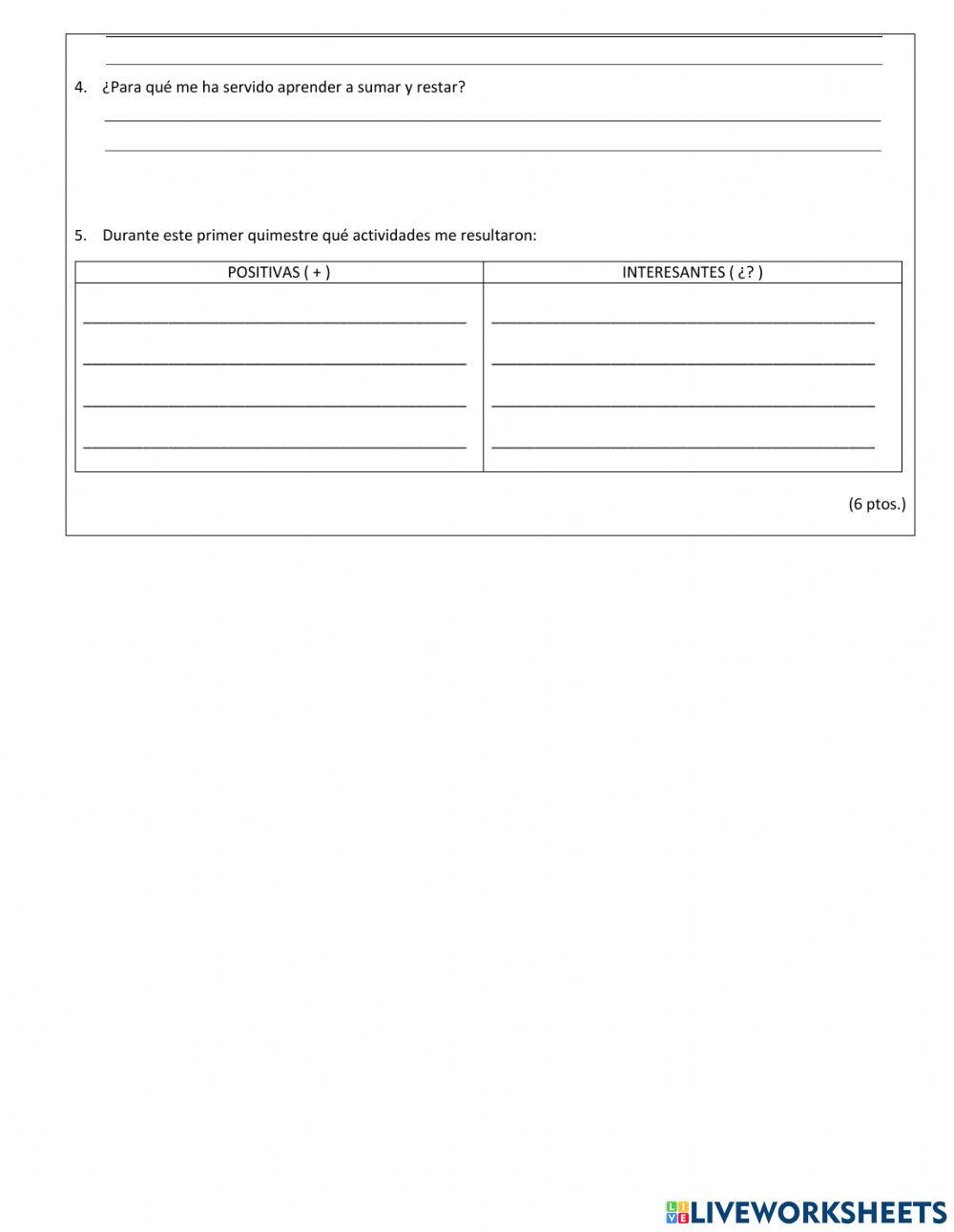 Evaluación de Matemática