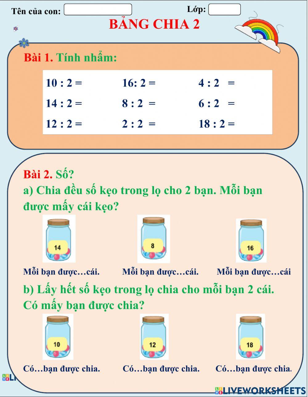 Bảng chia 2