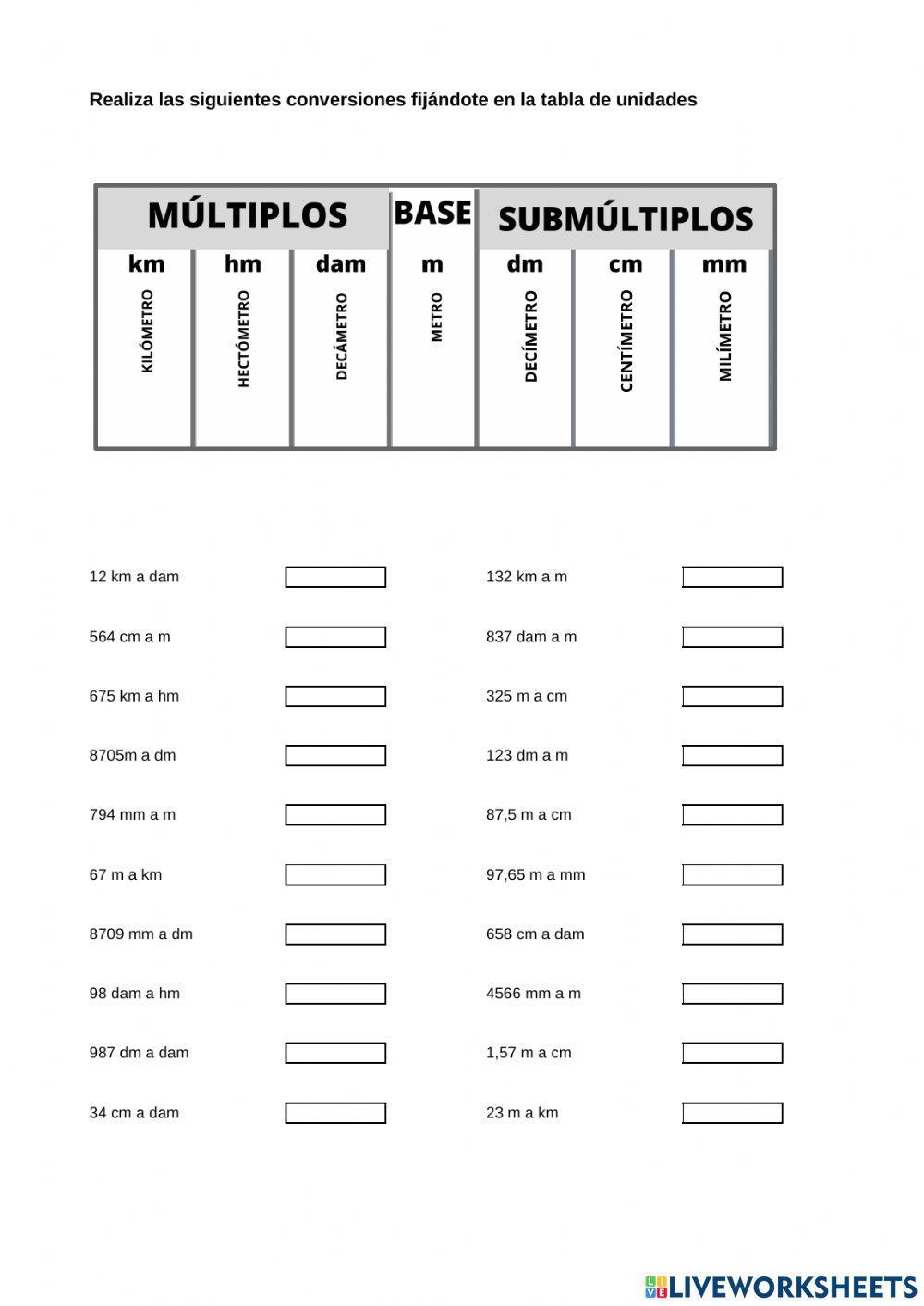 Conversión de unidades de longitud