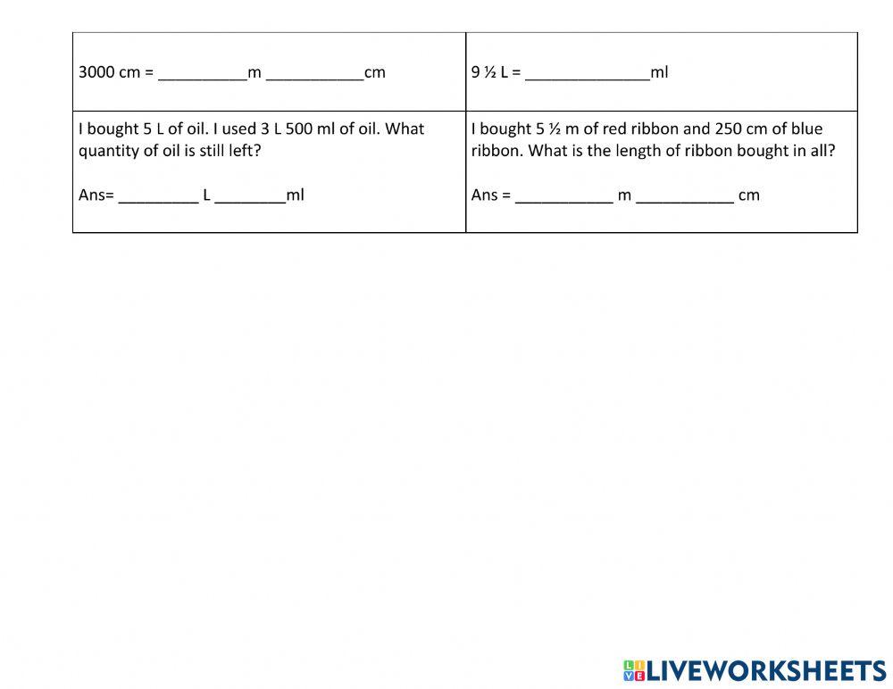 Measurement-Length and Capacity