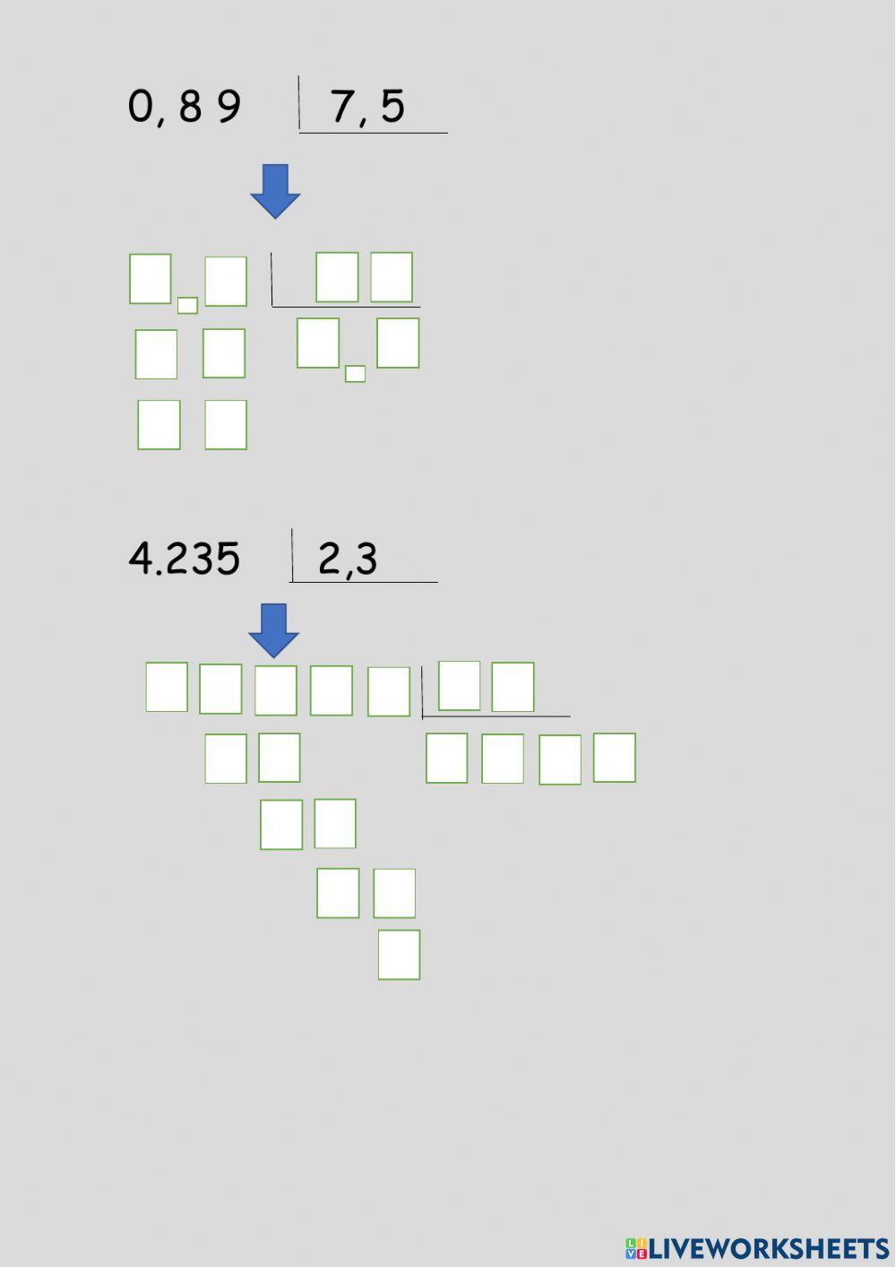 División de decimales
