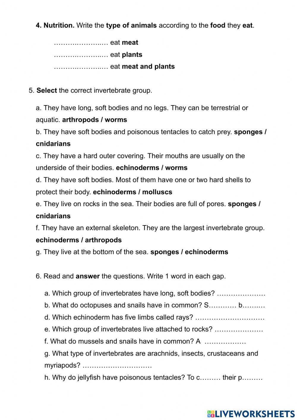 Vertebrates and invertebrates
