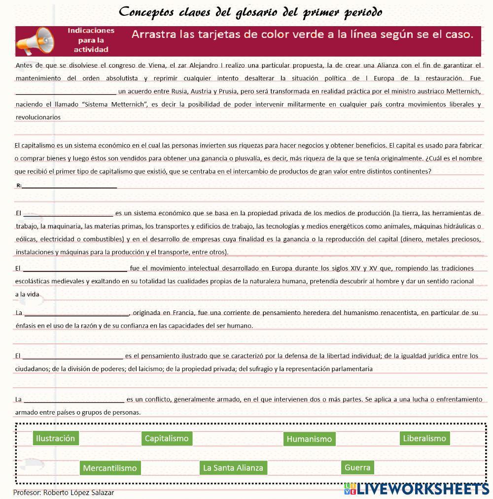 Conceptos claves primer periodo historia