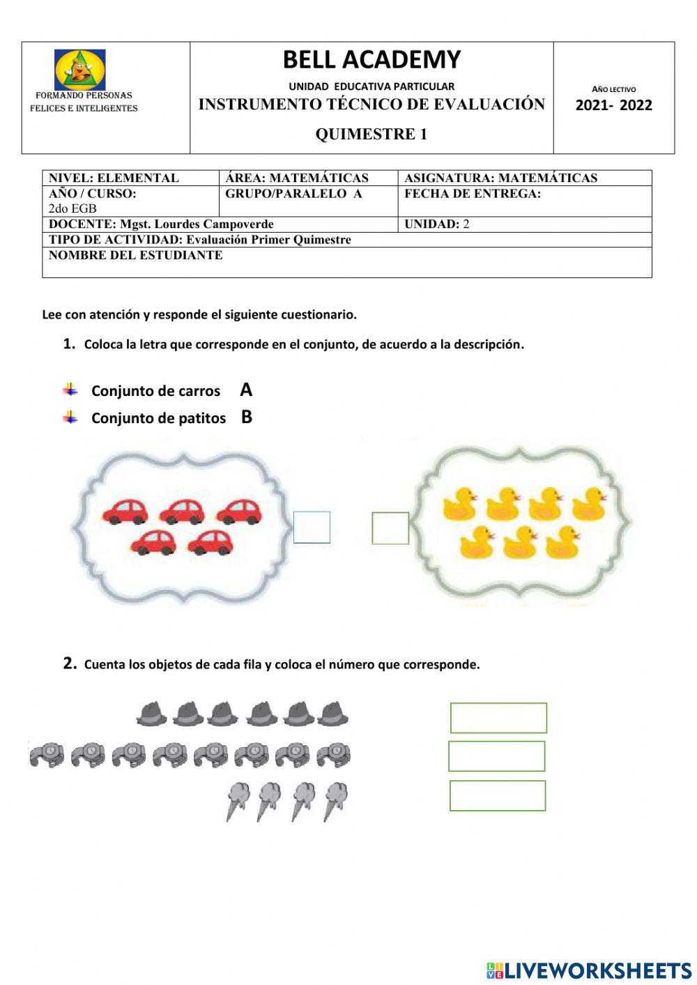 Evaluación matemáticas