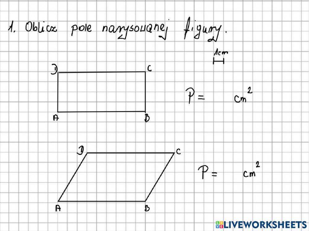 Sprawdzian Pola Figur Klasa 6 Pola figur online worksheet for 6 | Live Worksheets