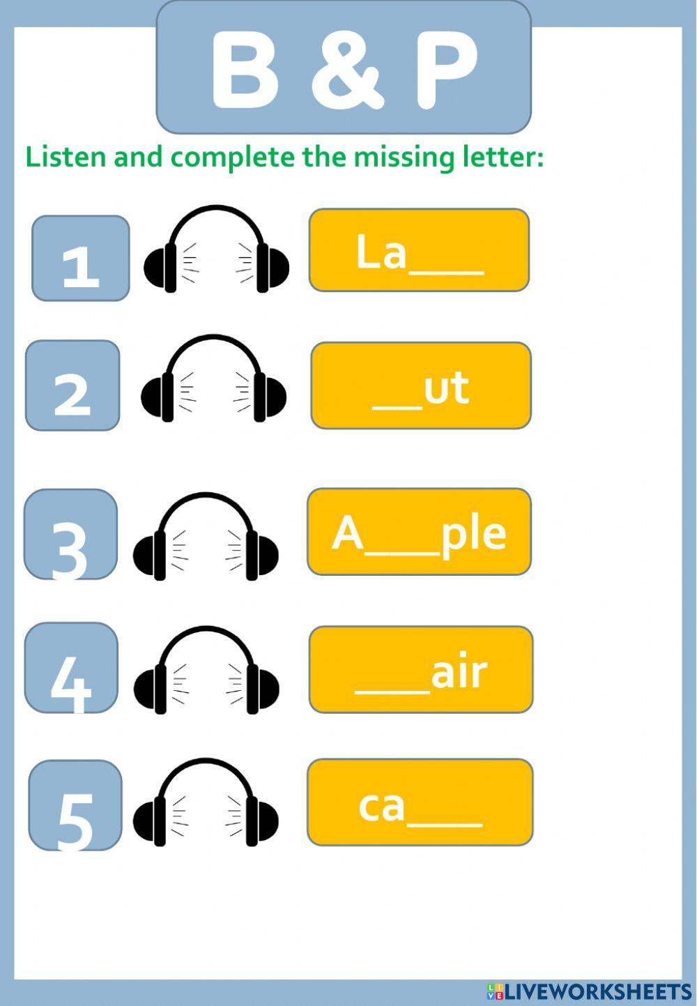 Letters B & P third exercise
