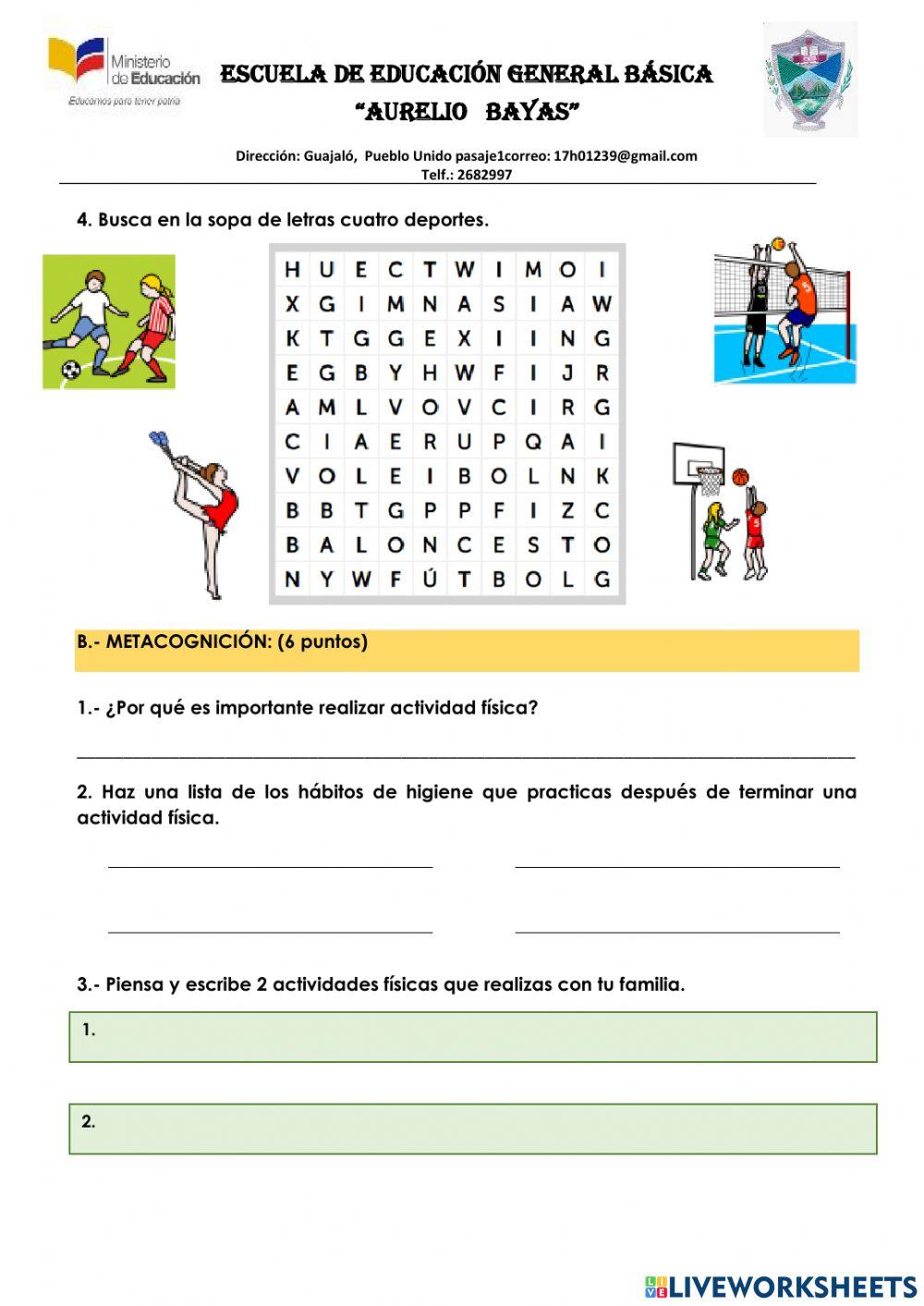 Evaluacion Quimestral de Educación Física