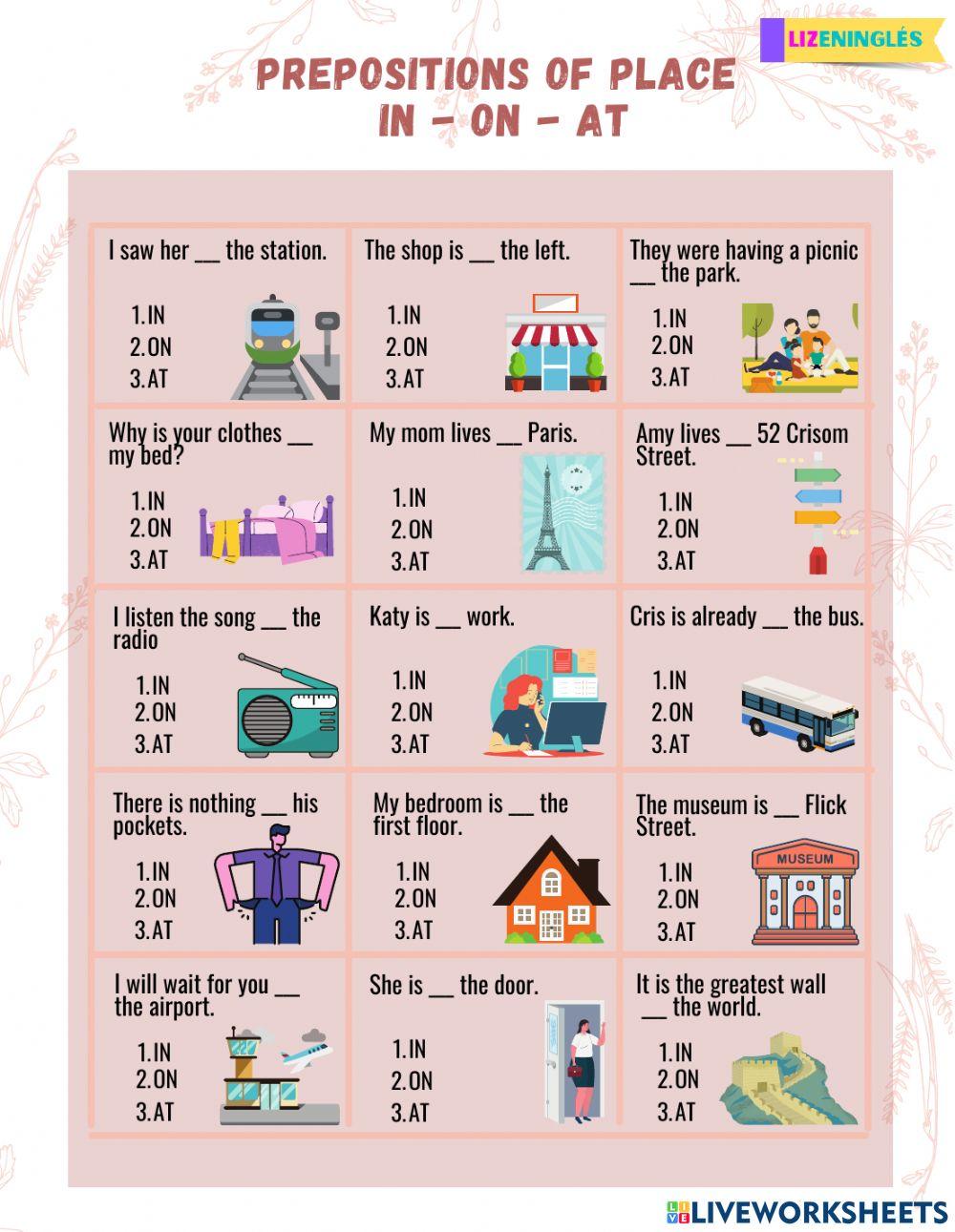 Prepositions of place