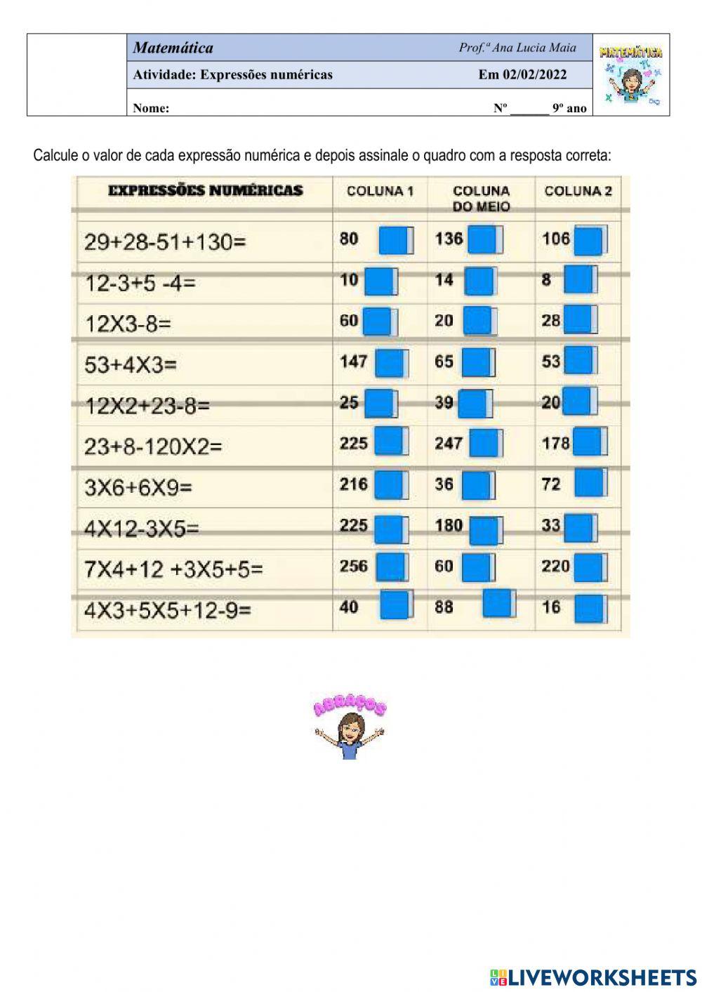 Expressões numéricas