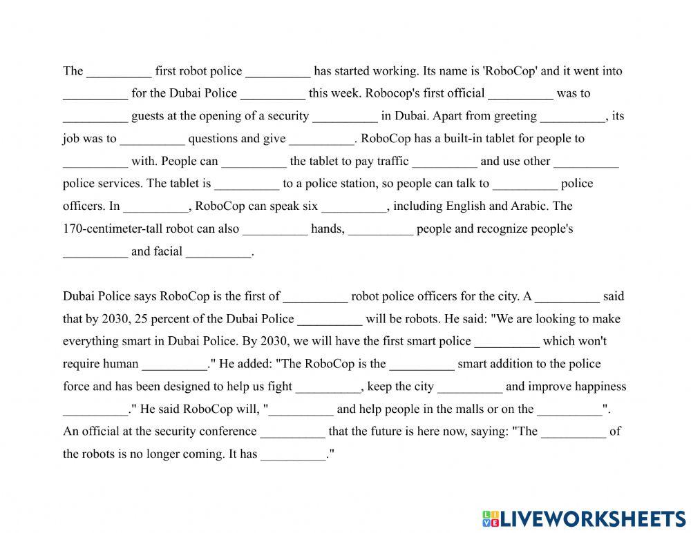 Robots 1-RoboCop Dictation Exercise