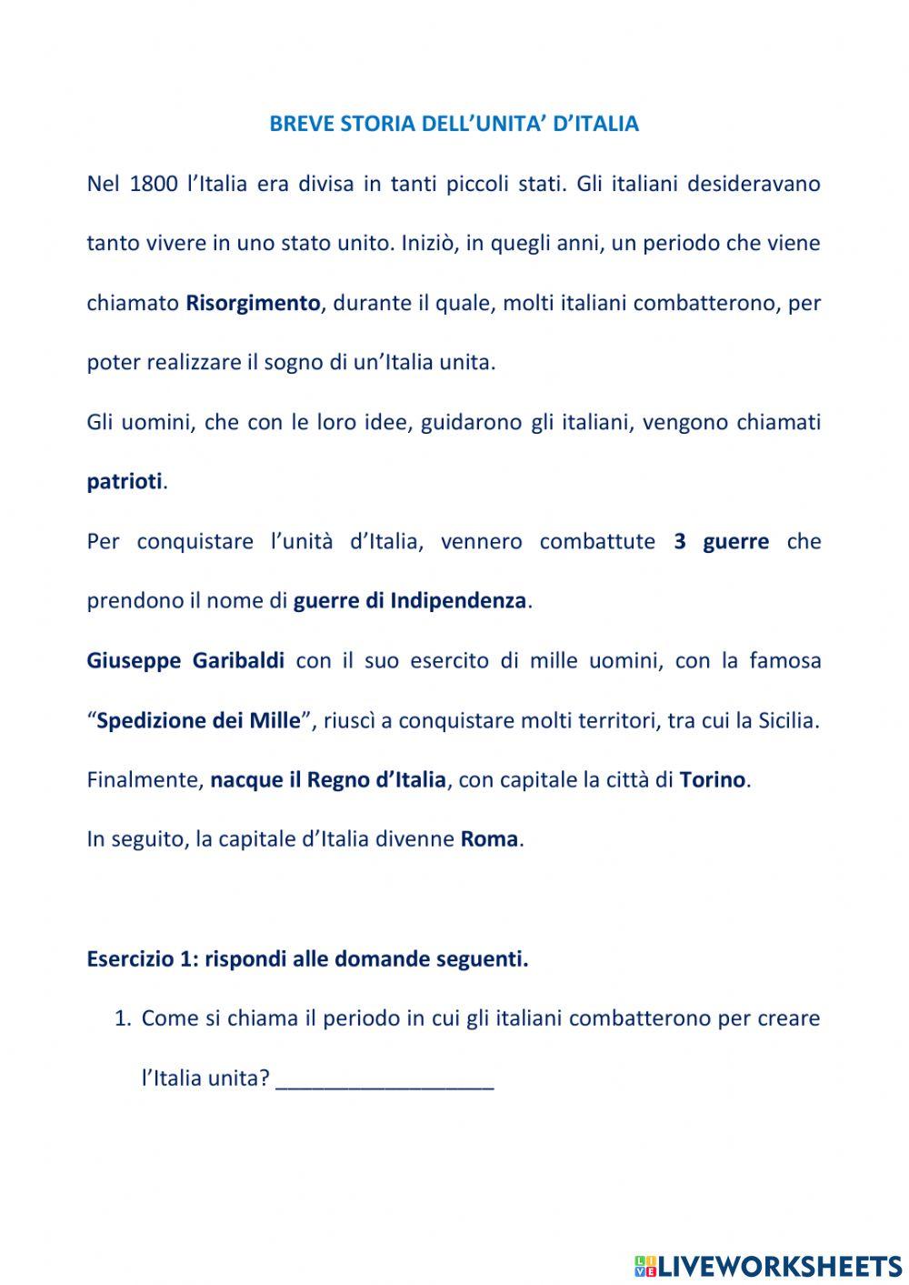 Breve Storia dell'Unità d'Italia