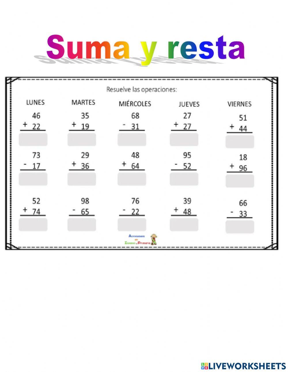 Suma y resta Suma y resta